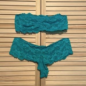 Adore Me lacey strapless intimate bra and panty set